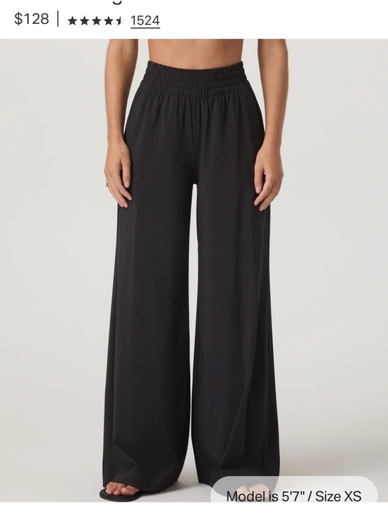 Vuori Pants - Vuori Black Wide-Leg Elastic-Waist Pants